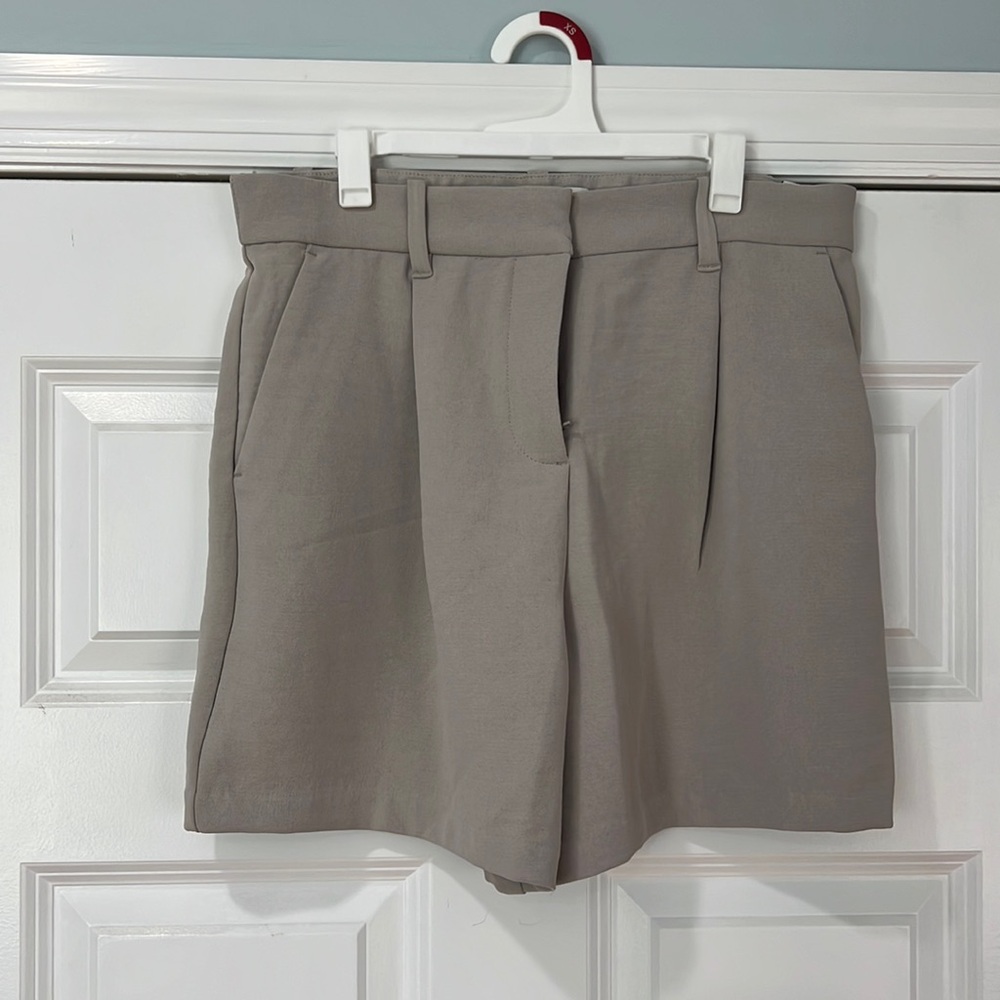 Grey Pleated Shorts